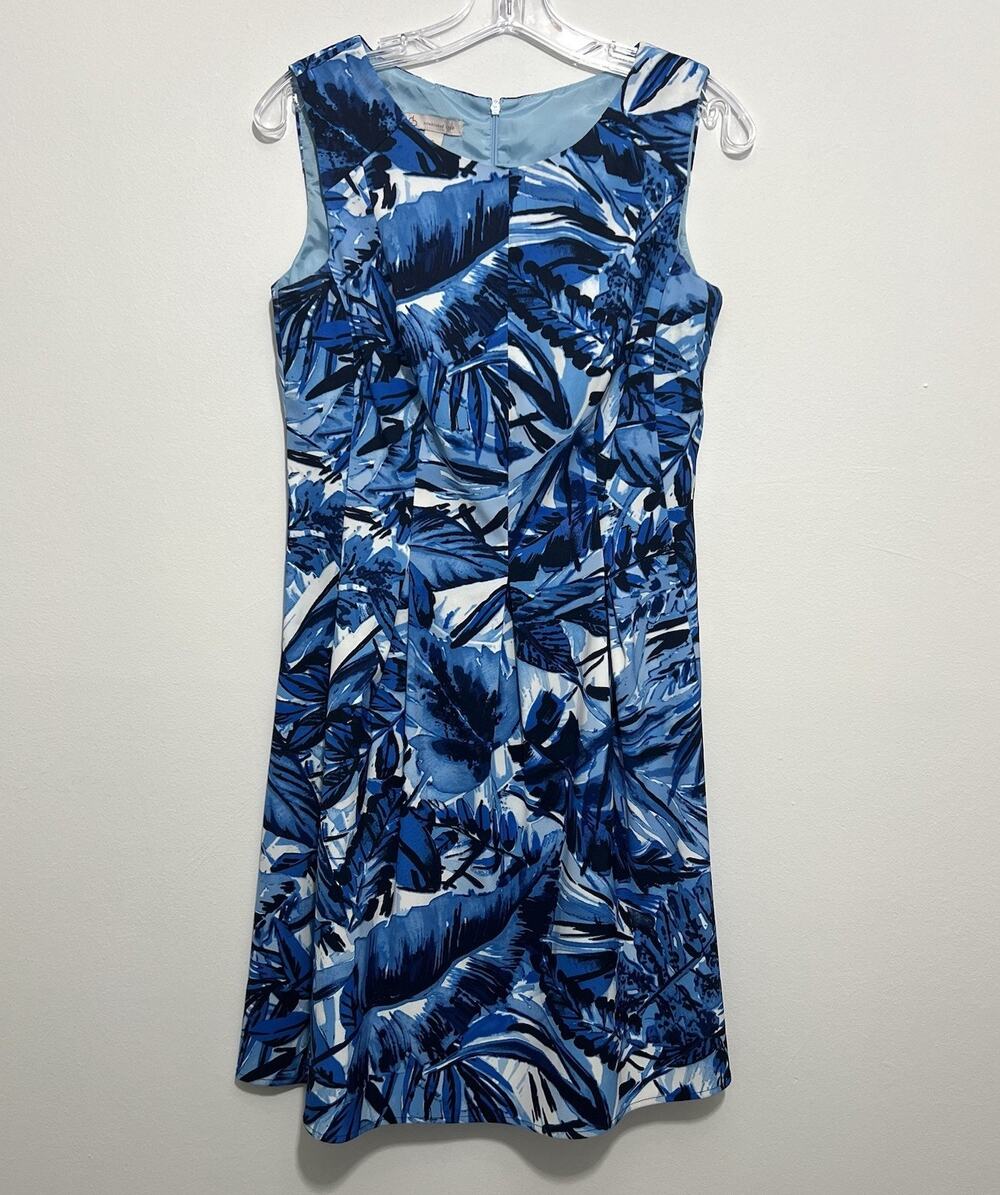 Women Size 6 Blue Tropical Dress Cruise Vacation Date Night Party EUC
